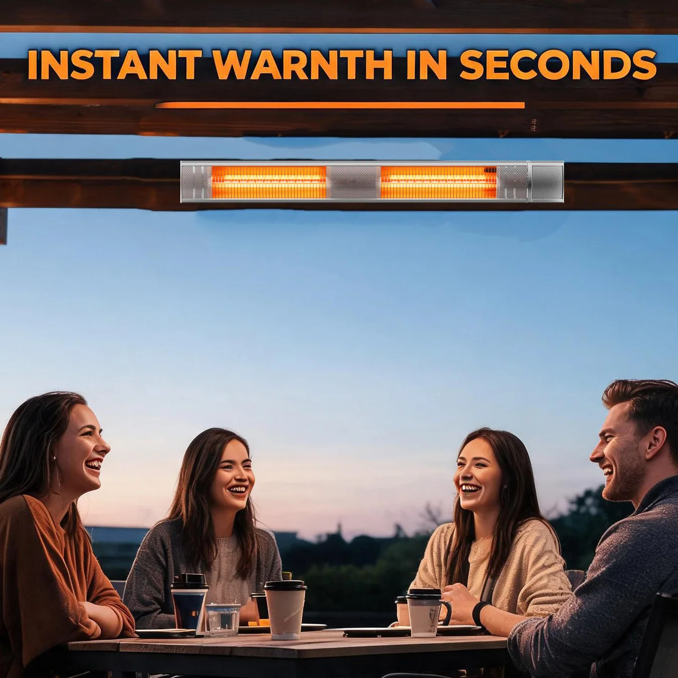 TW-30R Außen-Terrassenheizgerät mit Aluminiumlegierungsgehäuse, Fernbedienung, AC220-240V, 50/60Hz, Winterheizung, 1000W/2000W/3000W, wasserdicht, IP65