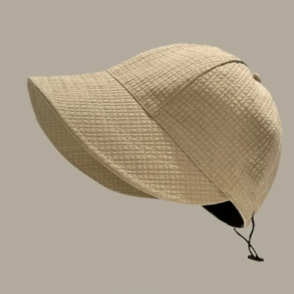 

Foldable Solid Color Waffle Bucket Hat Quick-drying Anti-UV Waffle Beach Cap Korean Style Casual Wide Brim Sun Hat Famale