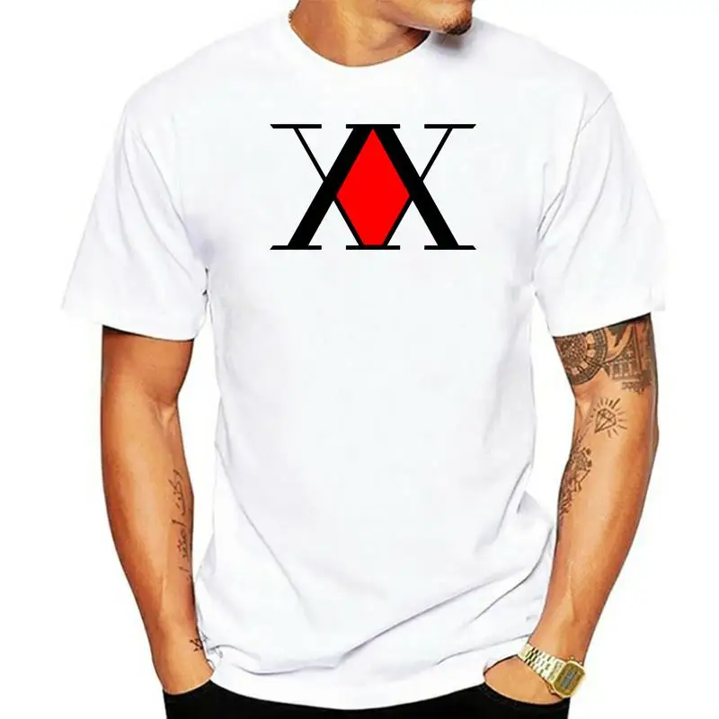 Hunter X Hunter T-Shirt Men Logo T Shirt Anime Clothing Gray T Shirts and Blouses Cool Mens Cotton T-shirt