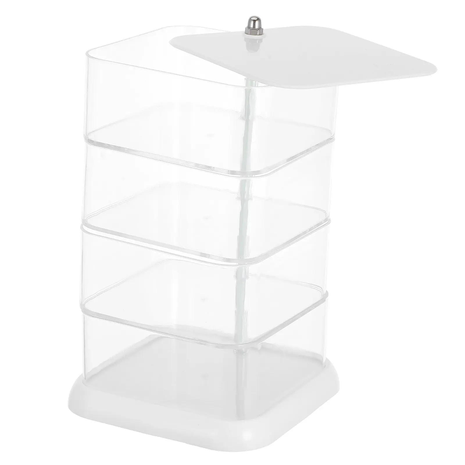 

Rotatable Clear Jewelry Box Organizer Multi Tier Earring and Necklace Storage Container for Dressing Table Desktop Use