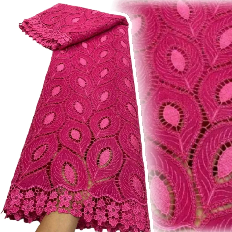

Pure Red Guipure Cord Lace Fabric 2025 High Quality African Nigerian Water Soluble Lace Fabric for Wedding Dresses Party AH1354