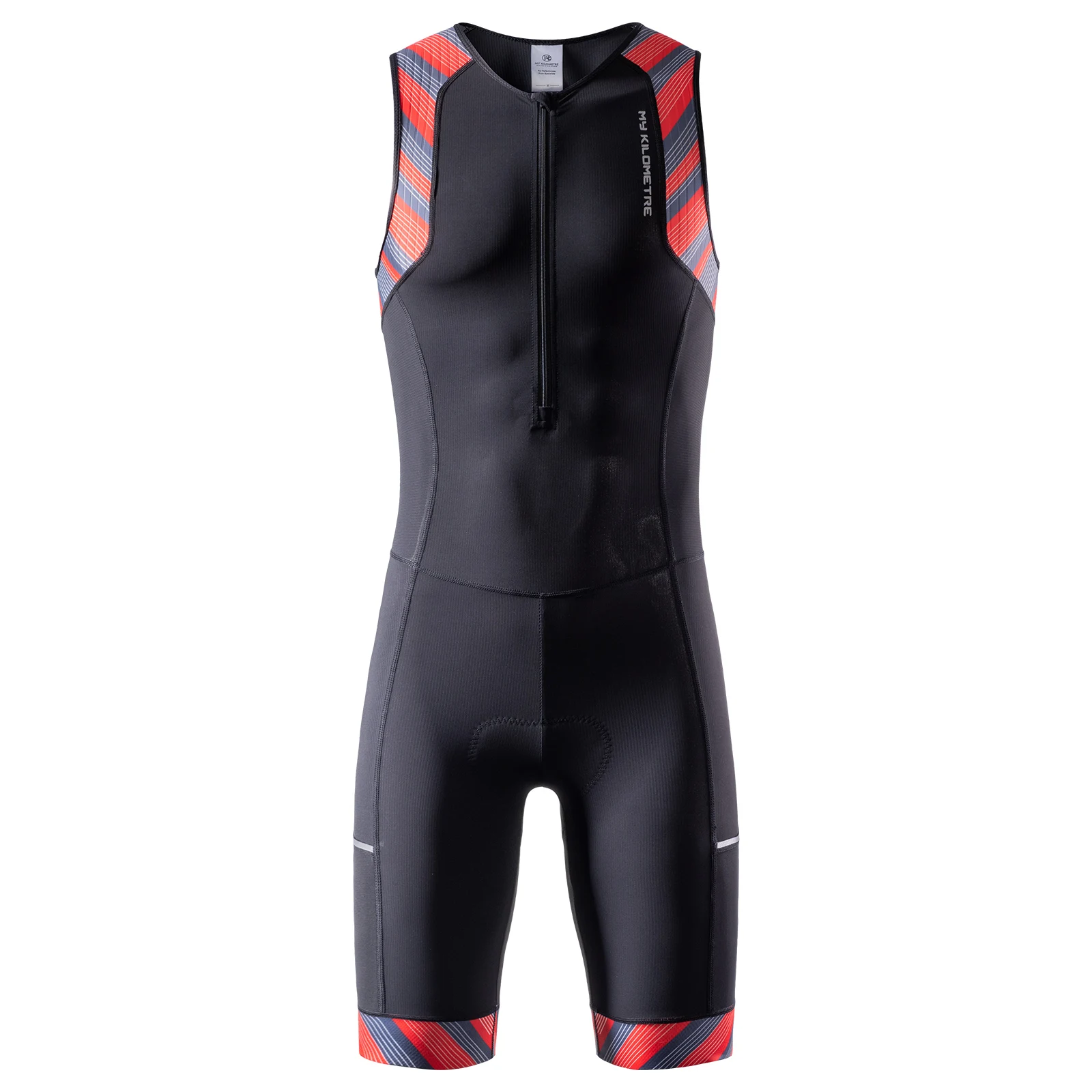 MK Men\'s Triathlon Suit Sleeveless Triathlon Skinsuits Padded with Dual Rear Pockets Swim Cycling Run Man Tri Race Suit