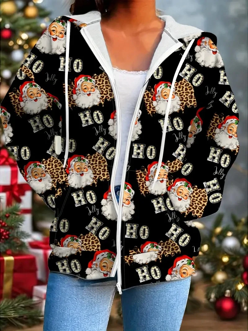 2024 Christmas Men\'s Funny Zip Up Hoodies Unisex 3d Printed Winter Snowman Santa Claus Sweatshirt Harajuku Y2k Fashion Men Coat