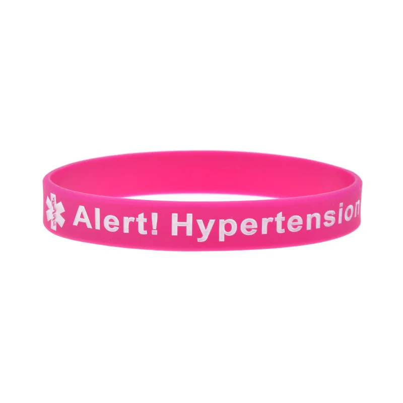 1PC/4PCS Medical Identification Bangle Alert Hypertension Silicone Bracelet High Blood Pressure Patient Reminder Hand Band