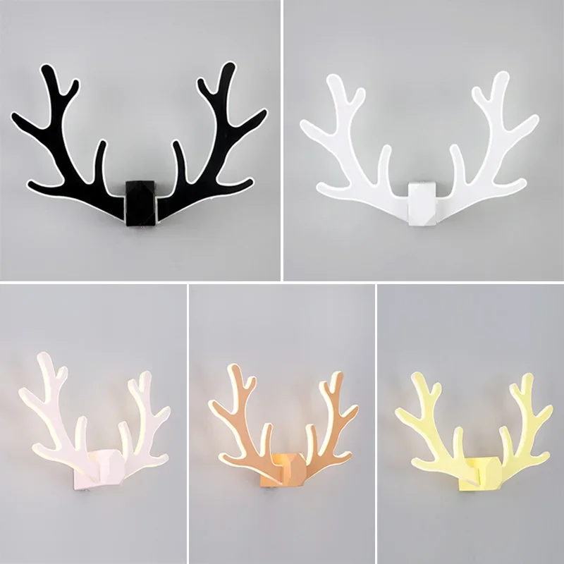 

Скандинавский современный светодиодный настенный светильник для домашнего декора, настенные светильники для декора спальни Aisel, креативный светильник с рогами Buckhorn, розовый