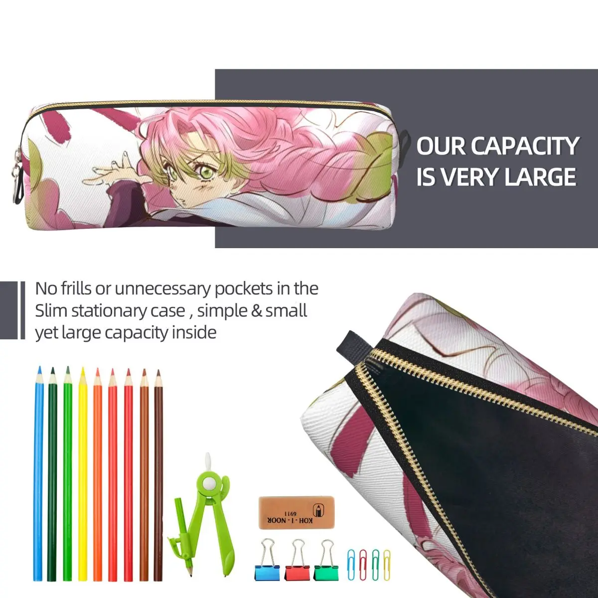 هاشيرا ميتسوري كانروجي مقلمة أنيمي شيطان القاتل صندوق القلم حقيبة طالب تخزين كبير الطلاب الهدايا المدرسية قلم رصاص الحقيبة