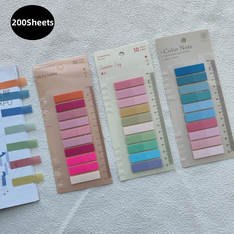 

200PCS Multicolor Sticky Notes Writable Repositionable Index Tabs Flags for Pages Book Markers Reading Notes Office Supplies