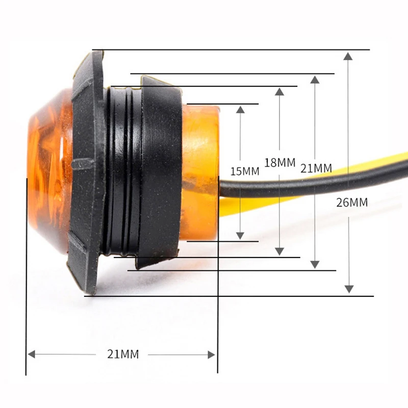 10PCS LED Indicators 12V 24V Round Trailer Side Marker Light Yellow Red White For Trucks Clearance Lights Truck Turn Signal Lamp