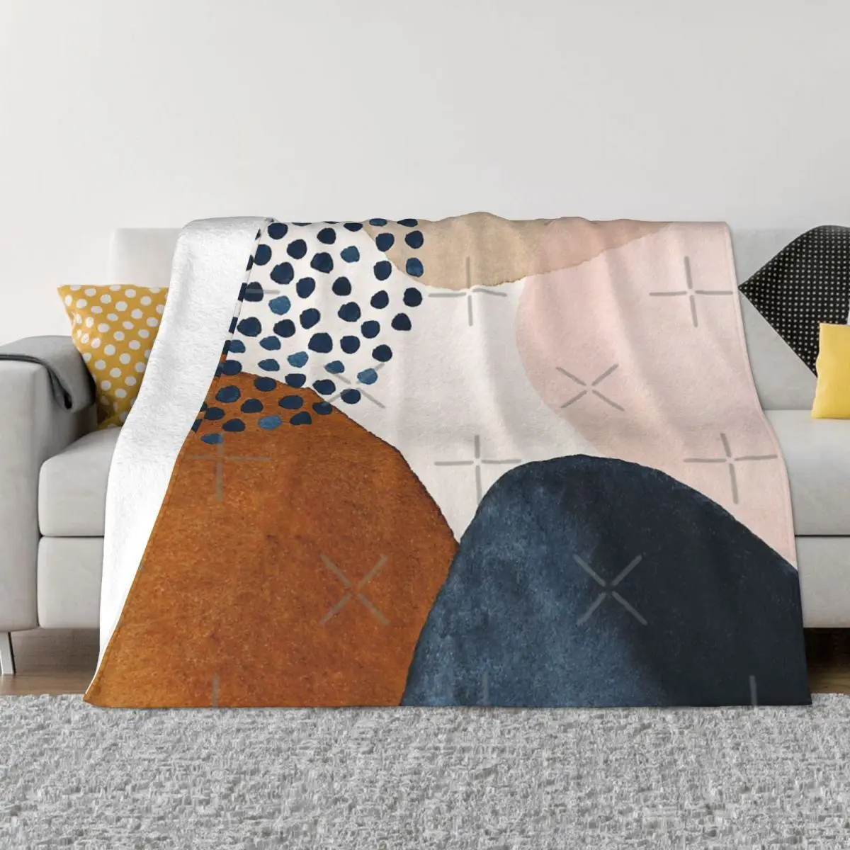 

Modern Abstract Terracotta Blush And Navy Plush Knee Blanket Throw Blanket Thin Wadding Blanket Throw Blanket