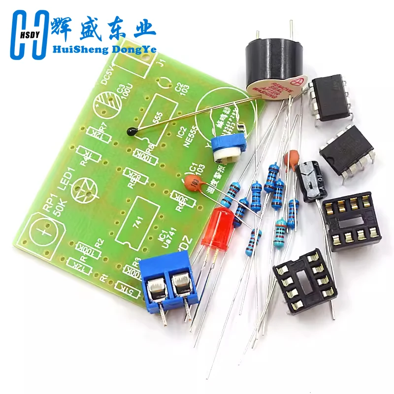 Temperature buzzer kit acousto-optic alarm parts DIY circuit student experiment training parts