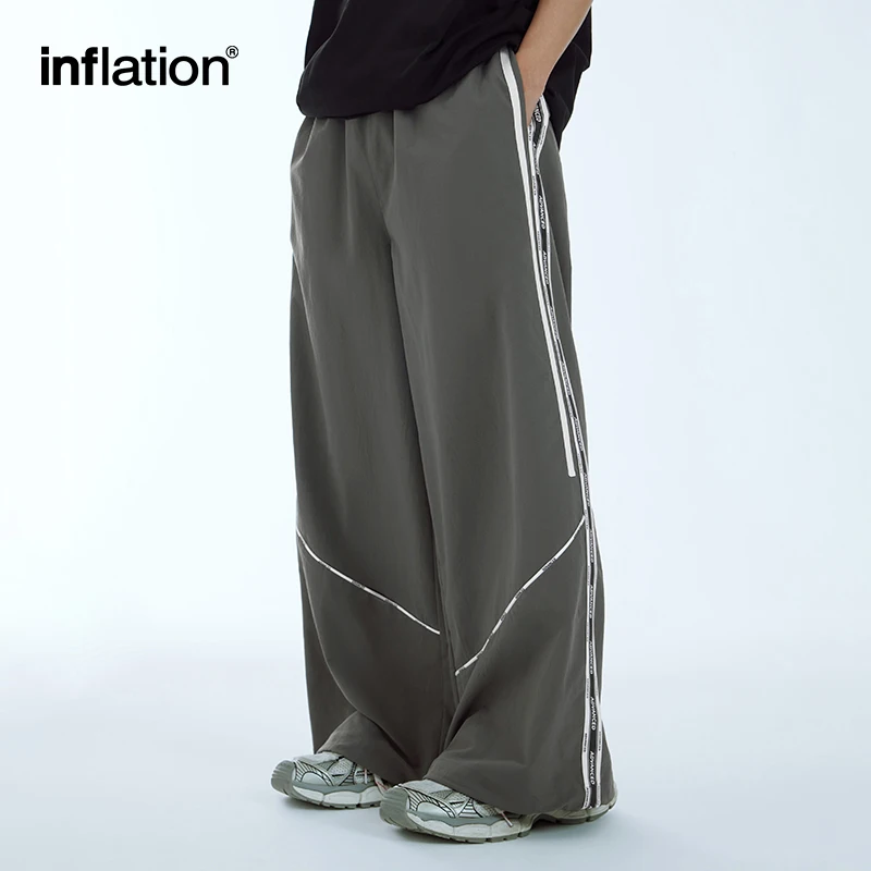 

INFLATION Sportswear Wide Leg Pant Men Retro Side Splicing Track Pants