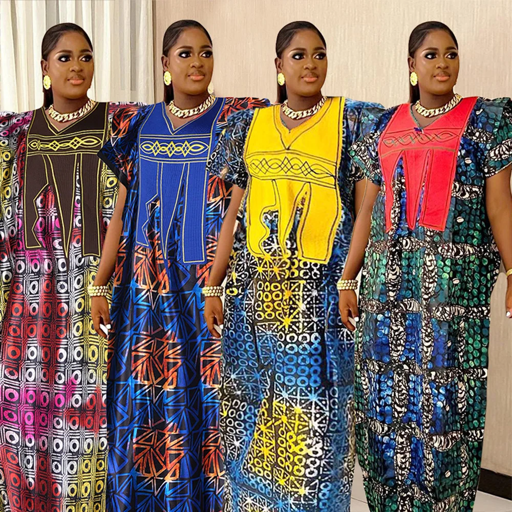 Afrykański nadruk sukienki dla kobiet tradycyjne Plus Size haftowana sukienka Maxi Dashiki odzież z afryki muzułmańska szata Africains Femme