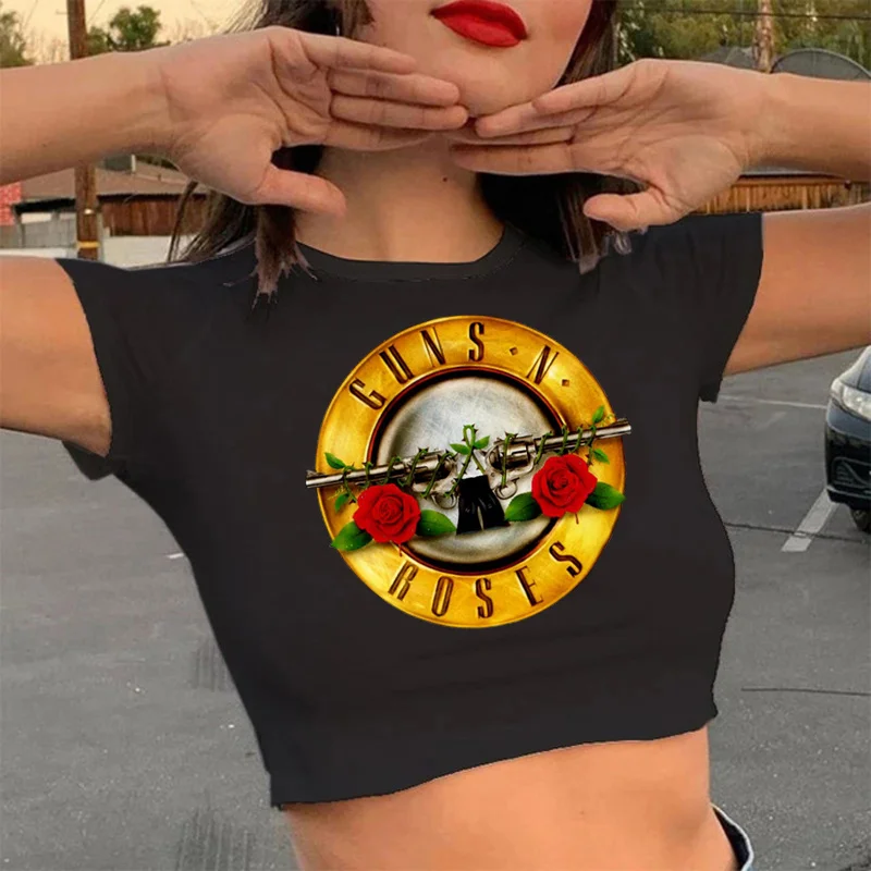 guns n roses t shirt women graphic tees women japanese vintage t shirt crop top graphic tees women