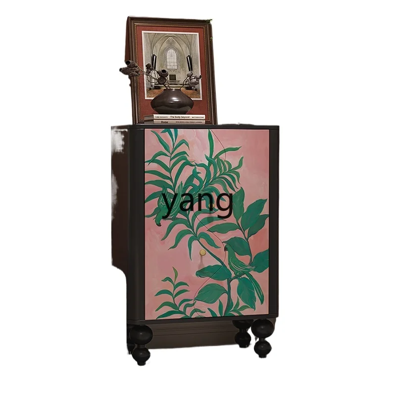 

yjq simple art solid wood dining side cabinet bedroom against the wall bucket cabinet entrance entrance decoration