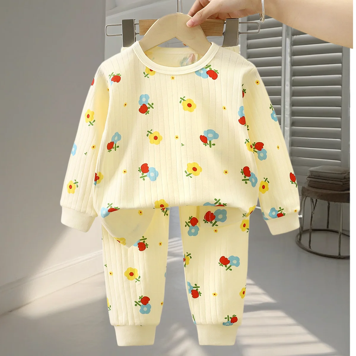 1-8Y Autumn Kids Pajama Set Cute Cartoon Print Cotton Long Sleeves 2 Piece Sets for Boys and Girls Soft Children Clothing