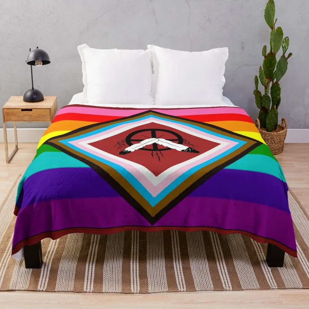 

Two Spirit LGBTQ2A+ Pride Flag Throw Blanket funny gift cosplay anime warm winter Blankets