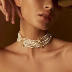 French Style Vintage Fashion Natural Freshwater Pearl Necklace Choker For Women Party Luxury Dress Jewellery Accessories