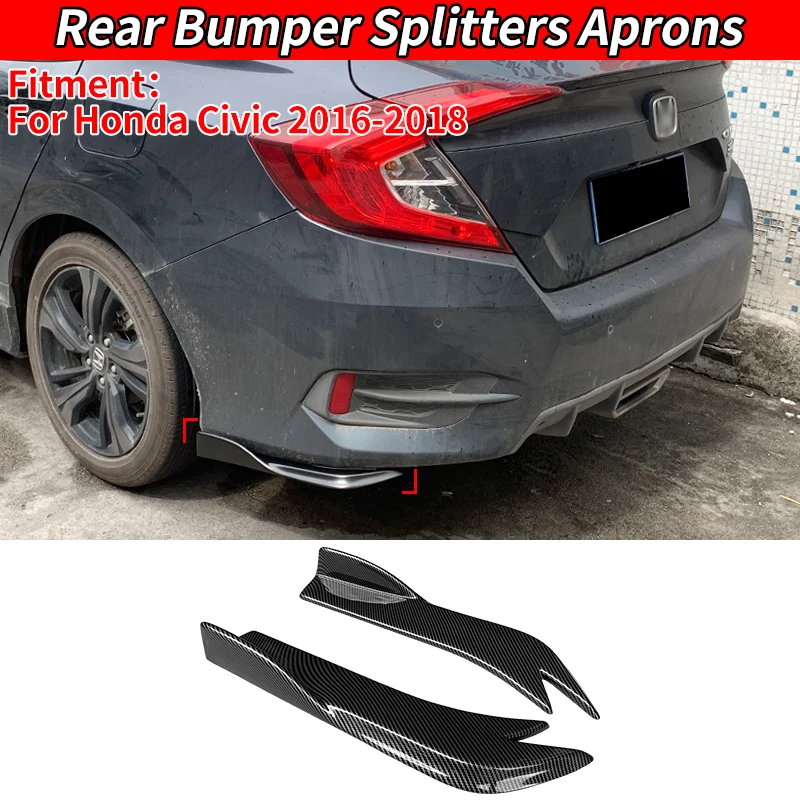 

For Car Civic 2016 2017 2018 Rear Bumper Splitters Aprons Trunk Lip Spoiler Canard Wing Diffuser Wrap Angle Decoration Protector