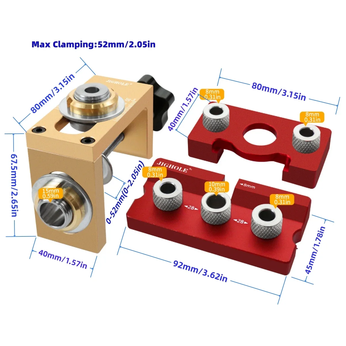 3 in 1 Dowel Jig Drill Kit - Woodworking Adjustable Drilling Guide Wood Dowel Punch Locator - Pocket Hole Jig Kit Joints Tools
