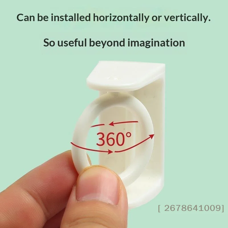 〔L〕2 PCS Self Adhesive Curtain Rod Bracket 360 Degree Rotation Strong Adhesion For Bathroom Kitchen Bedroom Window view 3