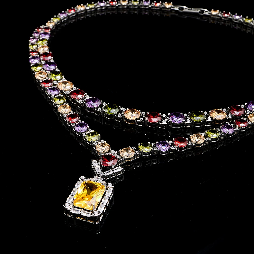 TIRIM Luxury Necklace Set for Women Shining Colorful Bling CZ Cubic Zirconia Wedding Jewelry Sets For Brides Accessories