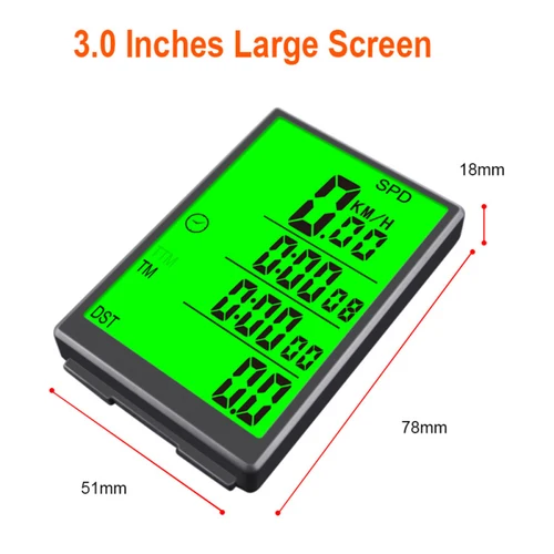 Imagen 2 del producto Ordenador inalámbrico para bicicleta, dispositivo resistente al agua y a caídas, velocímetro con retroiluminación LCD verde, accesorios para bicicleta