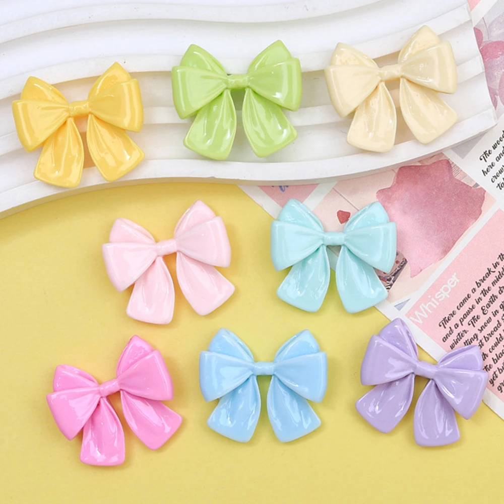 10PCS Shiny Multicolor Bow Series Resin Flatback Cabochons For Hairpin Scrapbooking DIY Jewelry Craft Decoration Accessories