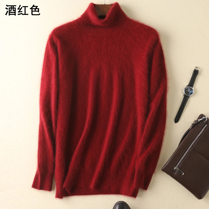 

Men's Knitted Sweater Turtleneck Large Size Casual Pullover Autumn Winter New Base Shirt Men Warm High Lapels Top