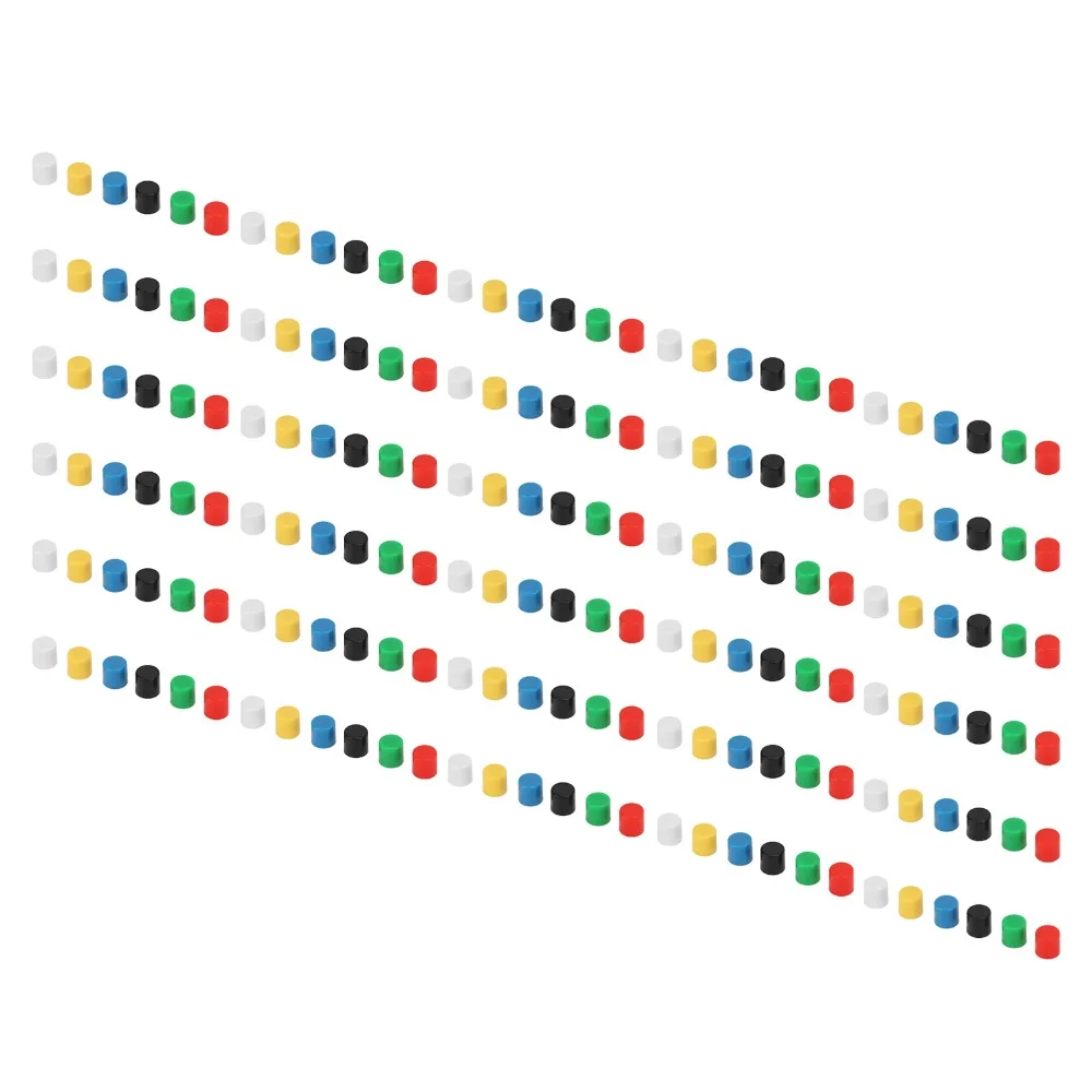 

180PCS 6 Colors Breadboard Push Button Cover Round Shape ABS Plastic Tact Switch Push Button Hat Tactile Push Button Switch
