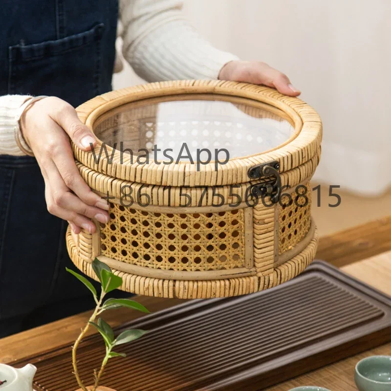 

Rattan storage box, tea, cosmetics, sundries, keys, snacks, covered box, dust-proof coffee table, woven storage basket.