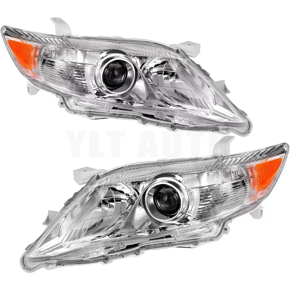 

Pair For 2010-2011 Toyota Camry Sedan Chrome Housing Headlights Clear Reflector