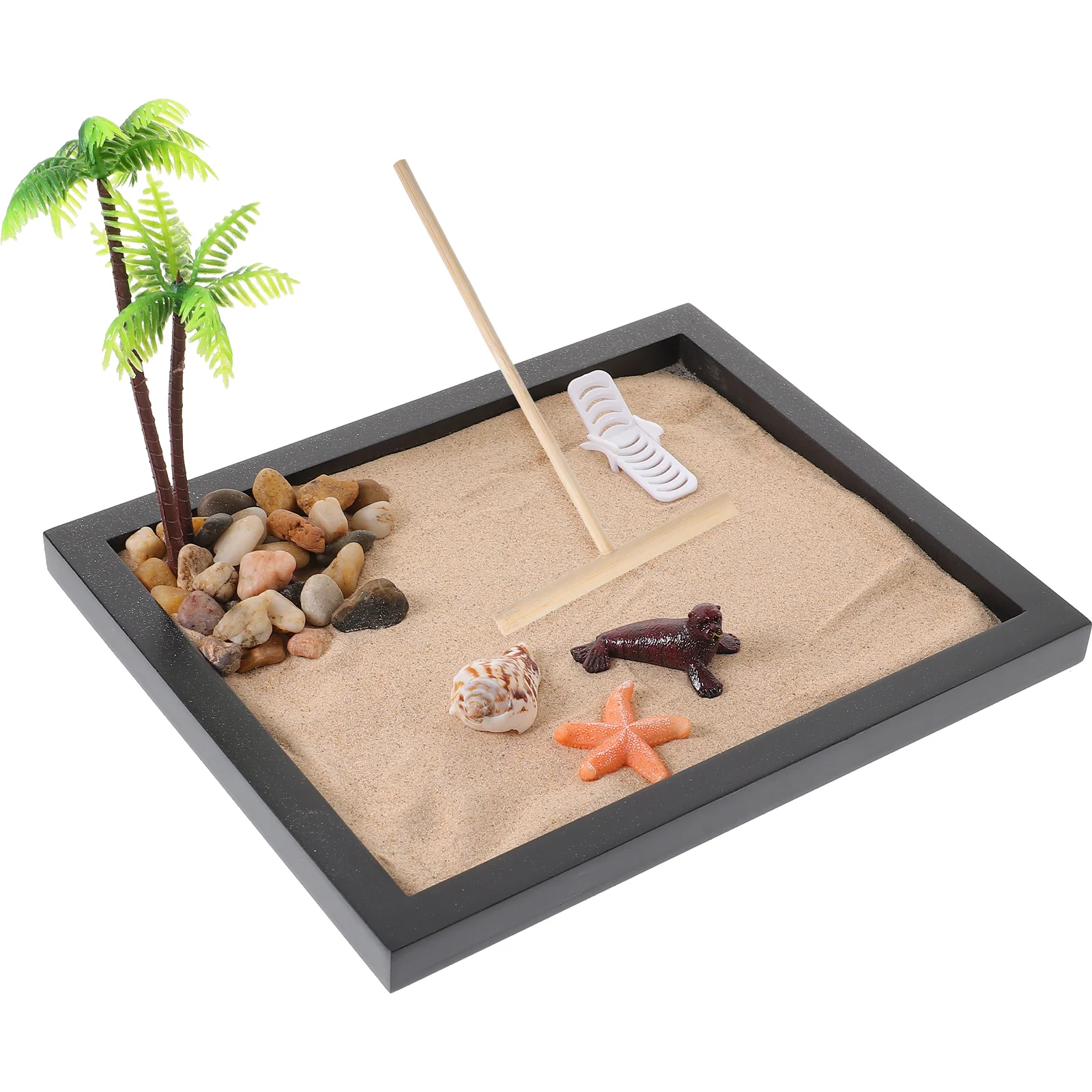 Giapponese Ocean Beach Desktop Paesaggistica Tavolo di sabbia Micro Paesaggio Decorazione della casa Sandbox Zen Garden Mini per ornamenti