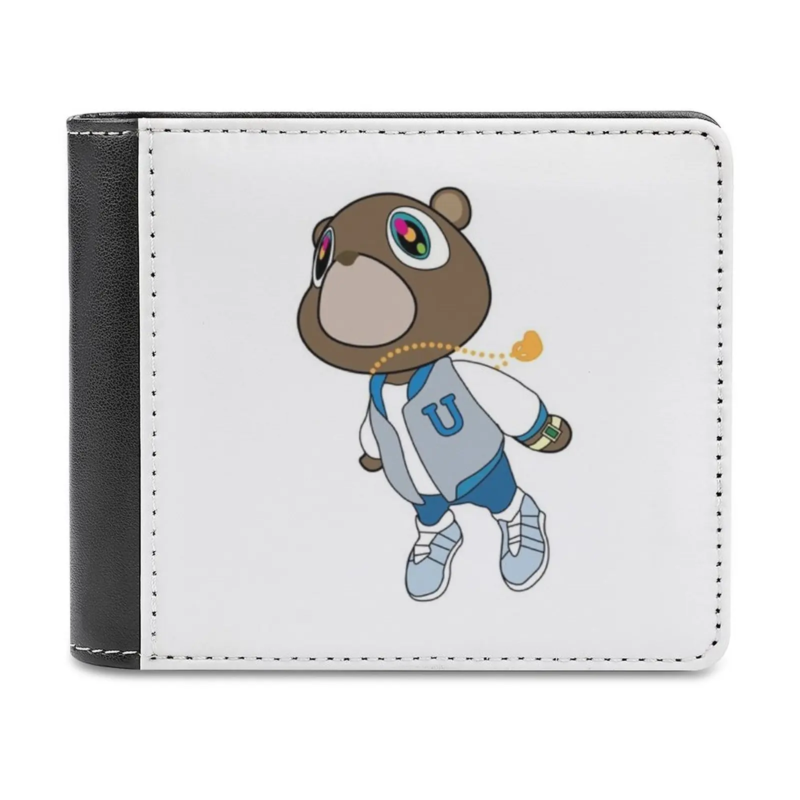 Kanye West Graduation Bear Leather Wallet Men Classic Black Purse Credit Card Holder Fashion Men's Wallet Kanye West Kanye Ye