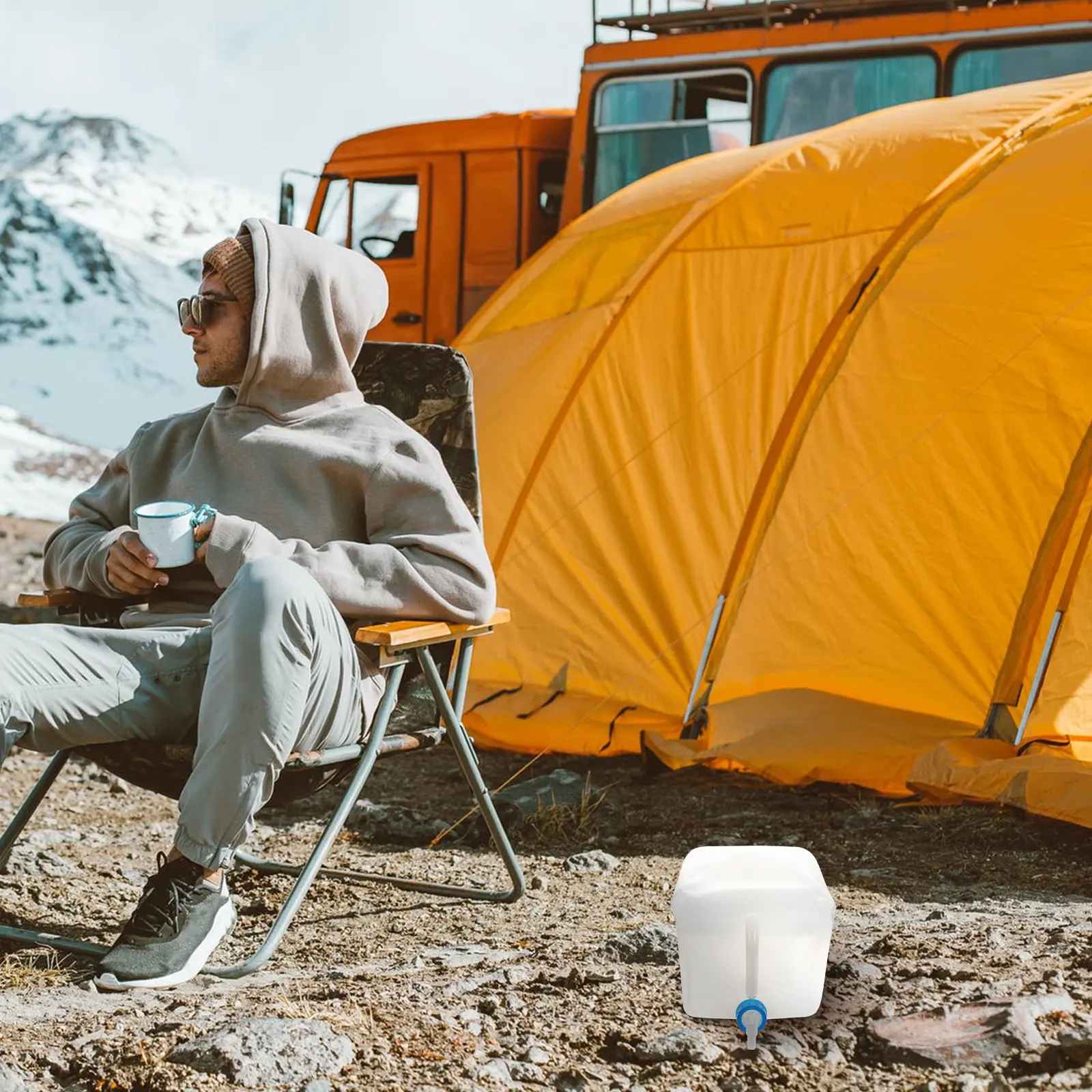 Outdoor Water Bag Large Capacity Folding Water Storage Pouch for Camping Hiking Sports Transparent Freeze Resistant Space Saving