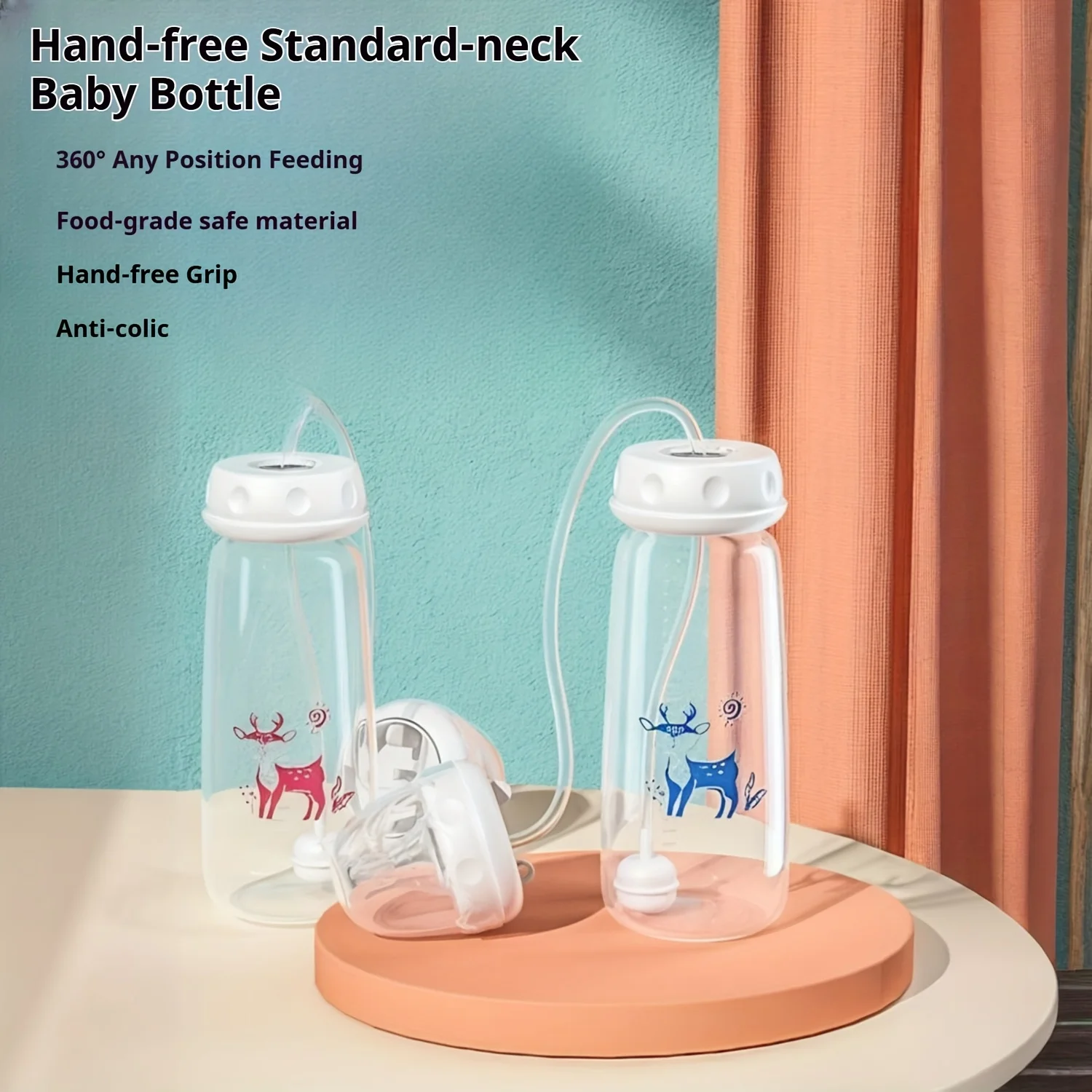 

Standard mouth-free hand-held thickened PP baby bottle 240ml large-capacity hands-free baby bottle, gift for newborns with scale
