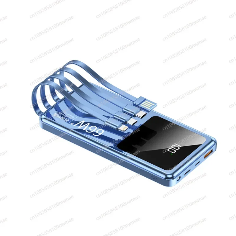 Super Fast Charging 66W Mobile Power Bank with A Large Capacity of 20000mAh and A Portable power bank with Built-in Cable