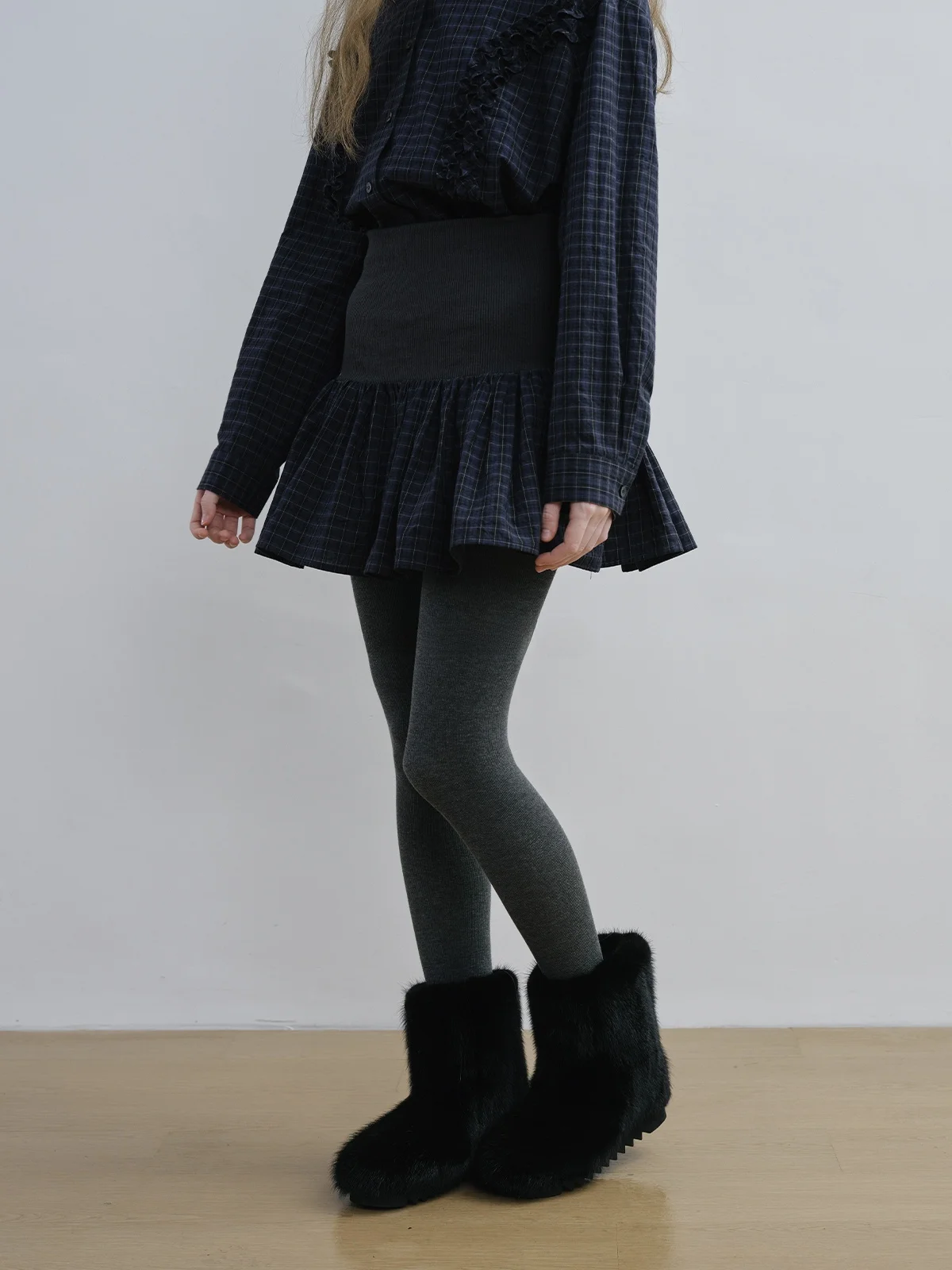 

Юбка Kokoasoko в клетку с высокой талией, пышная, короткая, женская, весна-лето, новый дизайн, А-силуэт, хлопок, стандартный крой