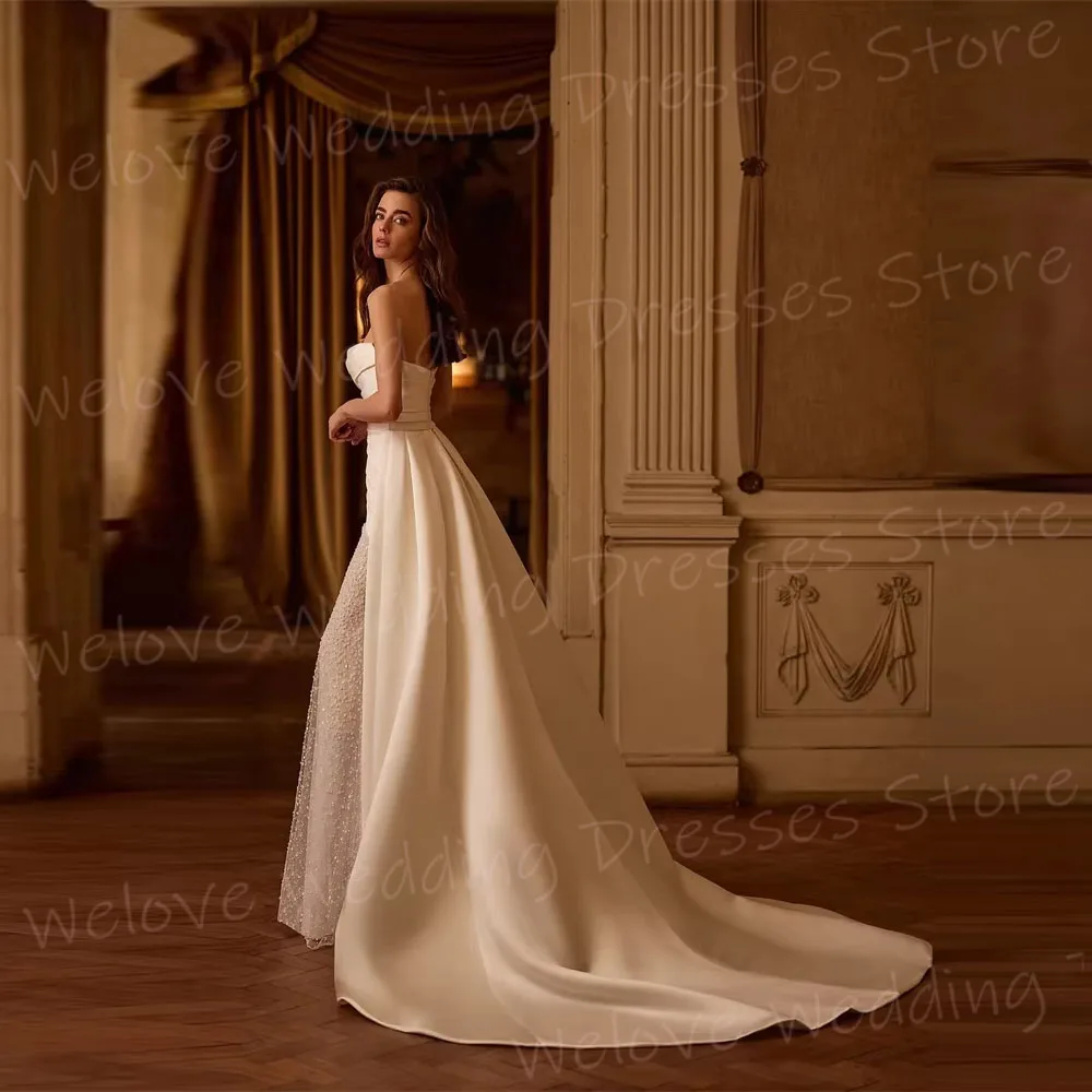 فساتين زفاف رائعة ومثيرة حورية البحر للنساء مطرزة بدون أكمام رداء De Mariée فساتين العروس المخصصة بدون ظهر فيستدو دي نوفيا