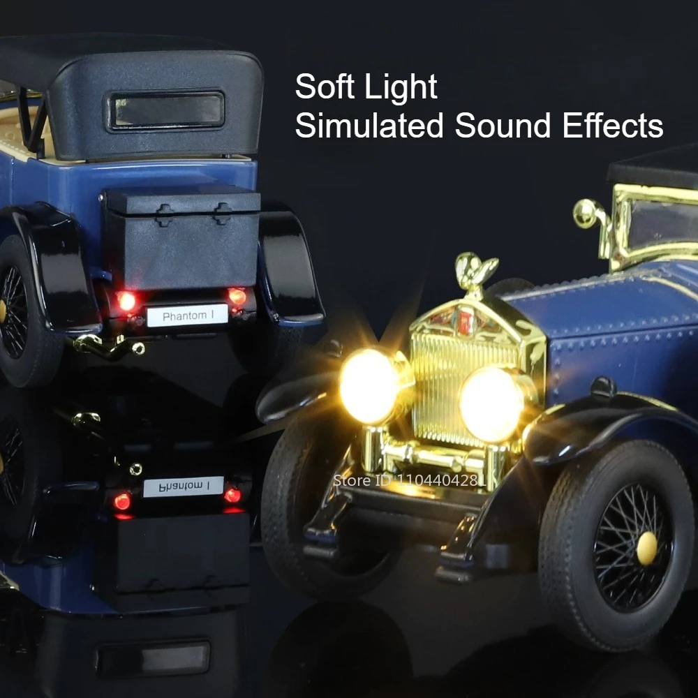 1:32 Rolls-Royce Phantom I ‌   Model samochodu Cullinan, odlewany ze stopu, z dźwiękiem i światłem, napęd pull-back, otwierane drzwi, klasyczny samochód, dekoracja domu, ozdoby.