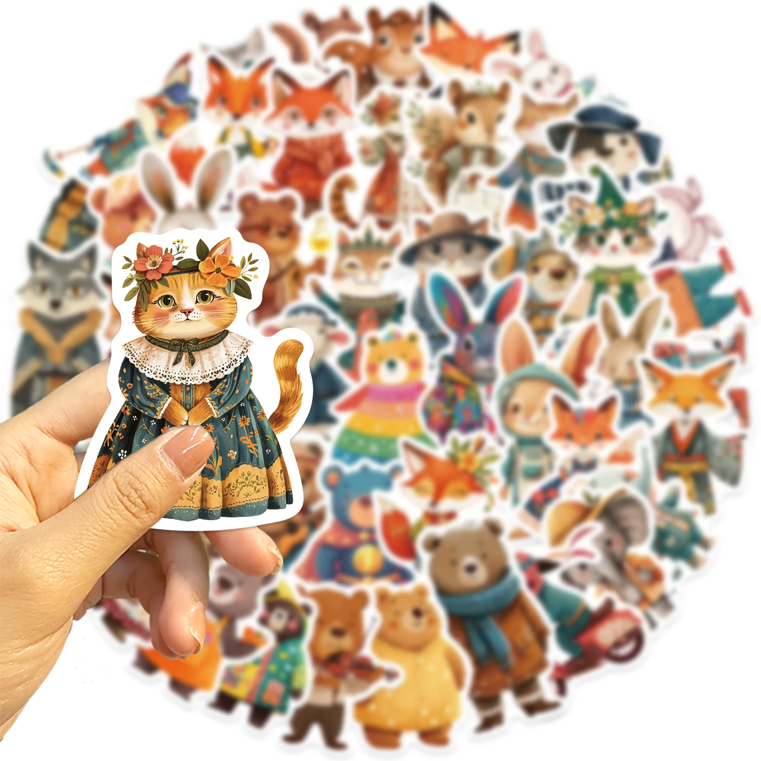 50Pcs Cartoon Zoo Wild Animals Stickers Aesthetic DIY Toy For Phone Skateboard Laptop Fridge Car Decals Fairy Tale Sticker