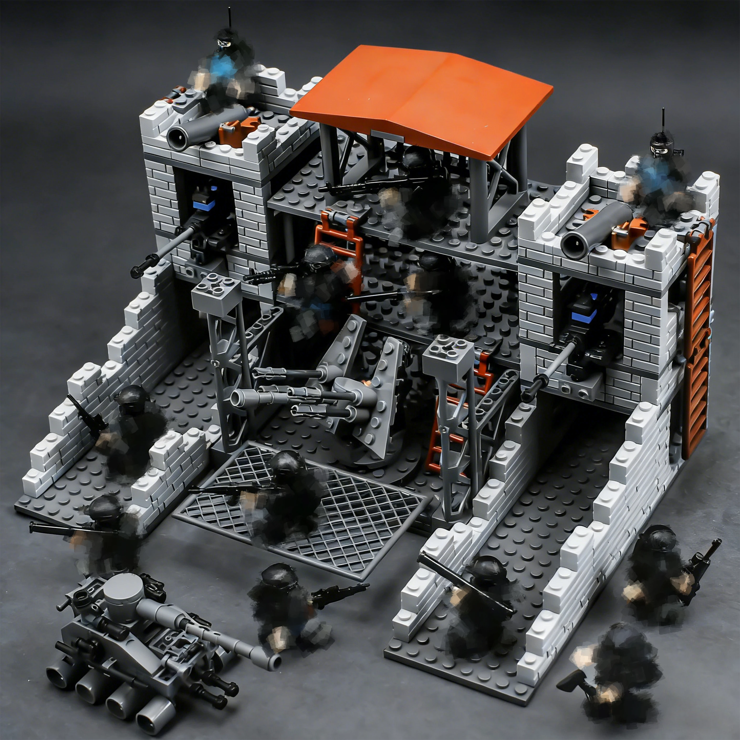 Military base watchtower, observation tower, assembled building blocks, special forces weapon model, boys' toy