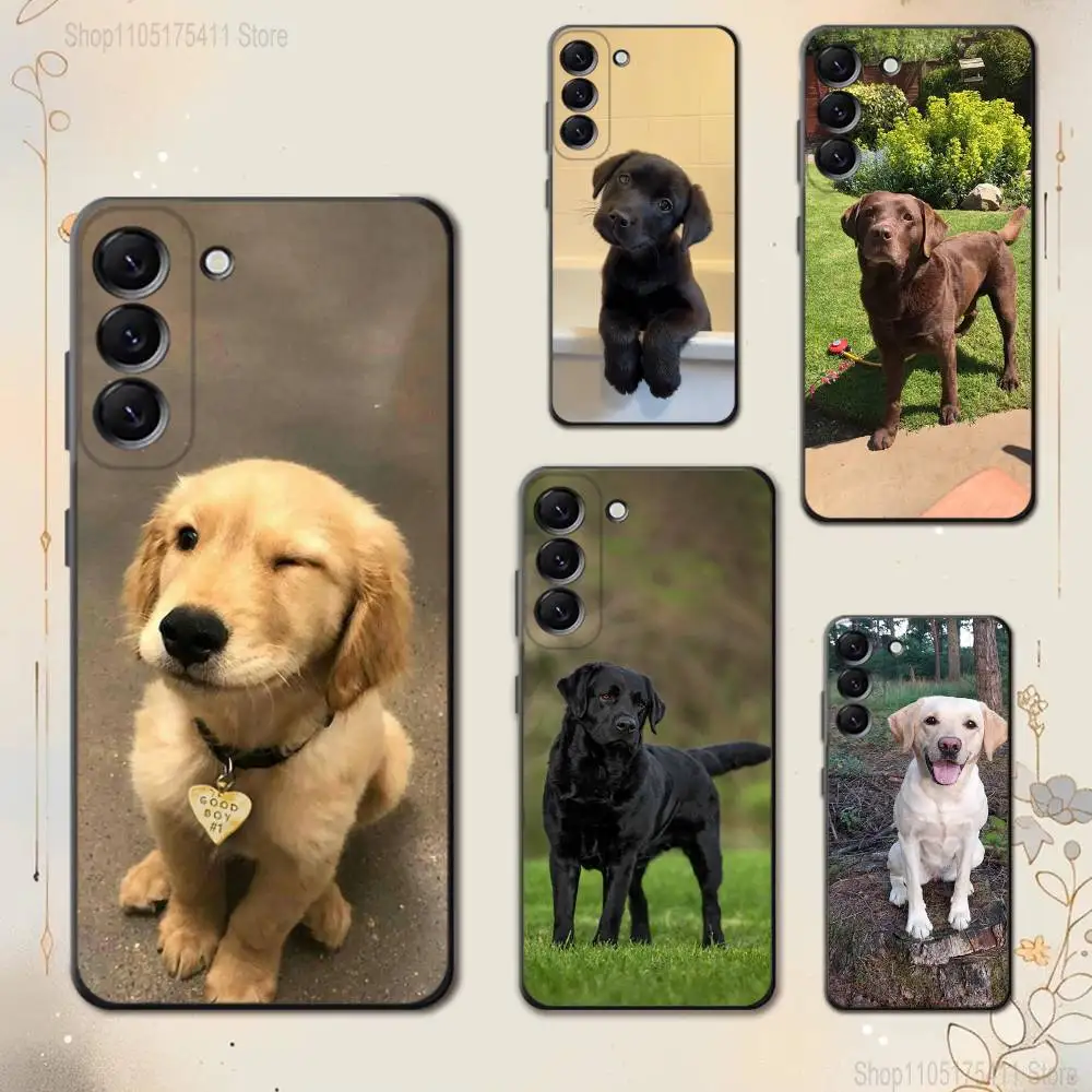 Casing Ponsel Anjing L-labrador untuk Samsung Galaxy A 73,72,51,53,52,71,22,5G,Note,J7,8,9 Sampul Hitam Lembut
