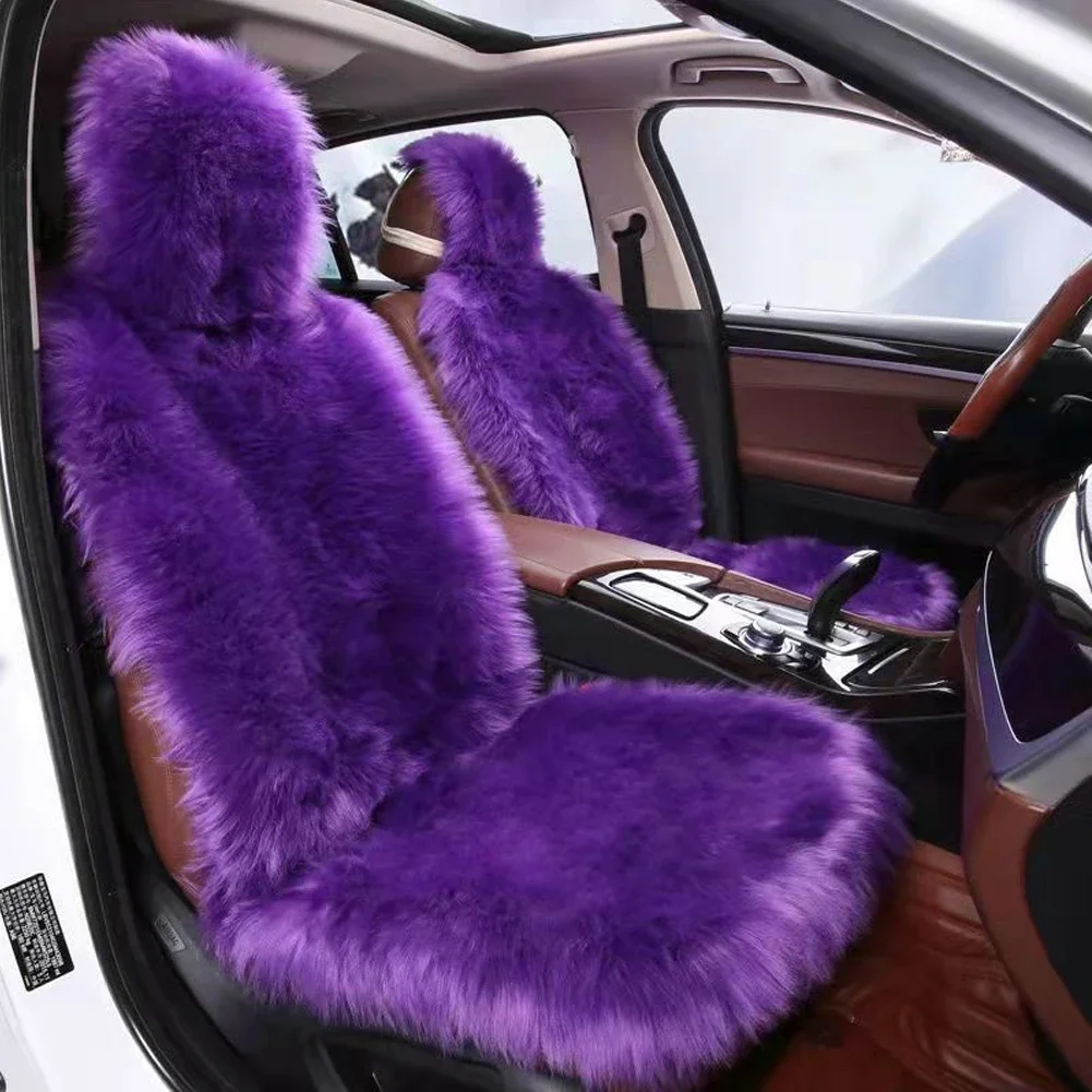 Winter Warm Car Seat Covers Artificial Plush Cars Cushion Soft Synthetic Wool Seats  Fit for Auto Truck, SUV, Van hot Pink