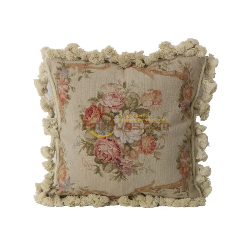 

Wool heavy embroidery throw pillow with Indian court pattern, without core