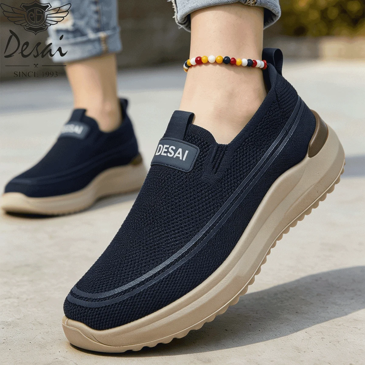 Desai 2026 Comfortable Walking Shoes Daily Travel Outdoor Slip-on Breathable Mesh Sneakers Lightweight Soft Casual Male Shoes