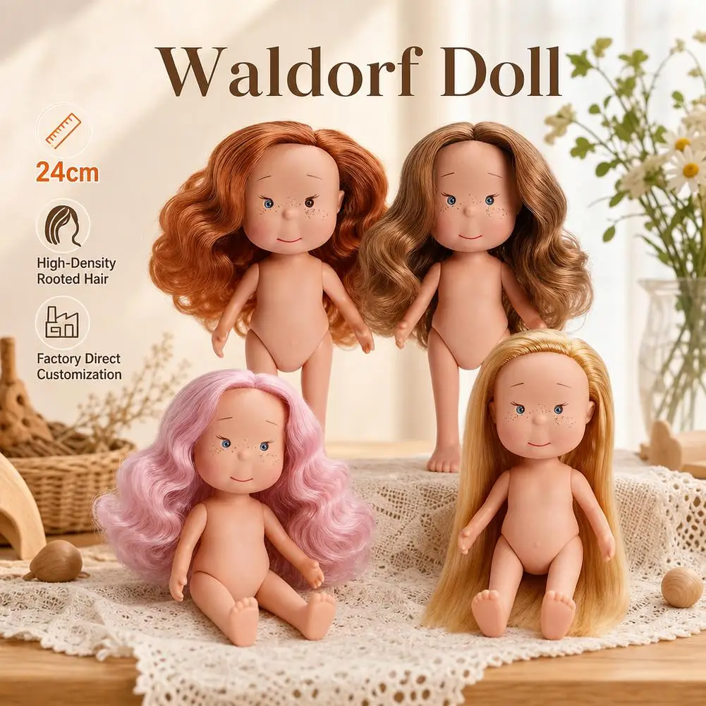 24CM Mia Puppe Nackte Puppe Set Waldorf Handgemachte Kartoffelpuppe für Mädchen DIY Spielzeug