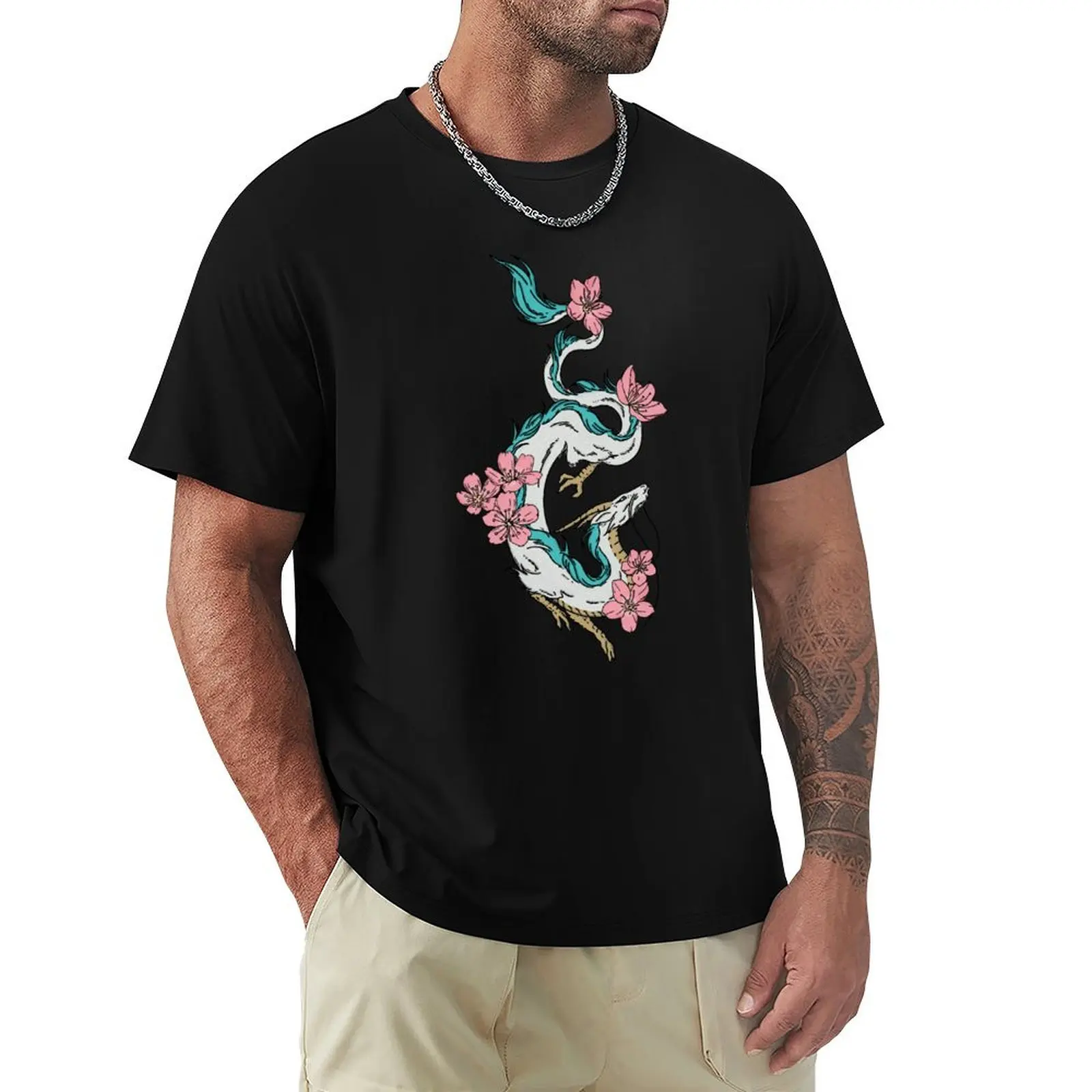 

Haku dragon T-Shirt blacks clothes anime clothes Men's t shirts