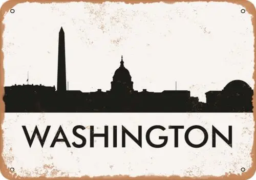 Metal Sign - Washington Skyline - Vintage Look