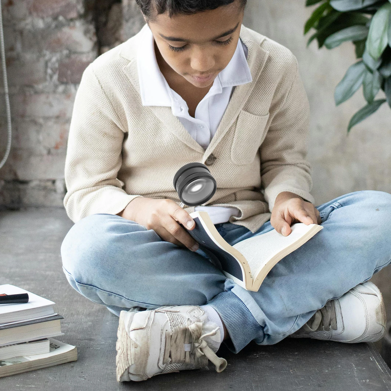 

1 Set 35X Handheld Magnifying Glass Professional Jewelry Loupe For Identification Sturdy Metal Cylinder Portable Micro