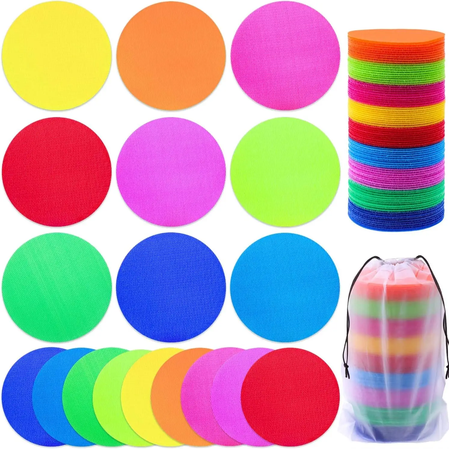 

90 Carpet Dots for Classroom, 4-Inch Floor Markers, 9 Colors, Reusable & Washable, Teacher Supplies